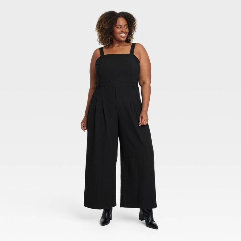 Women's Tailored Jumpsuit - Ava & Viv Black 1X